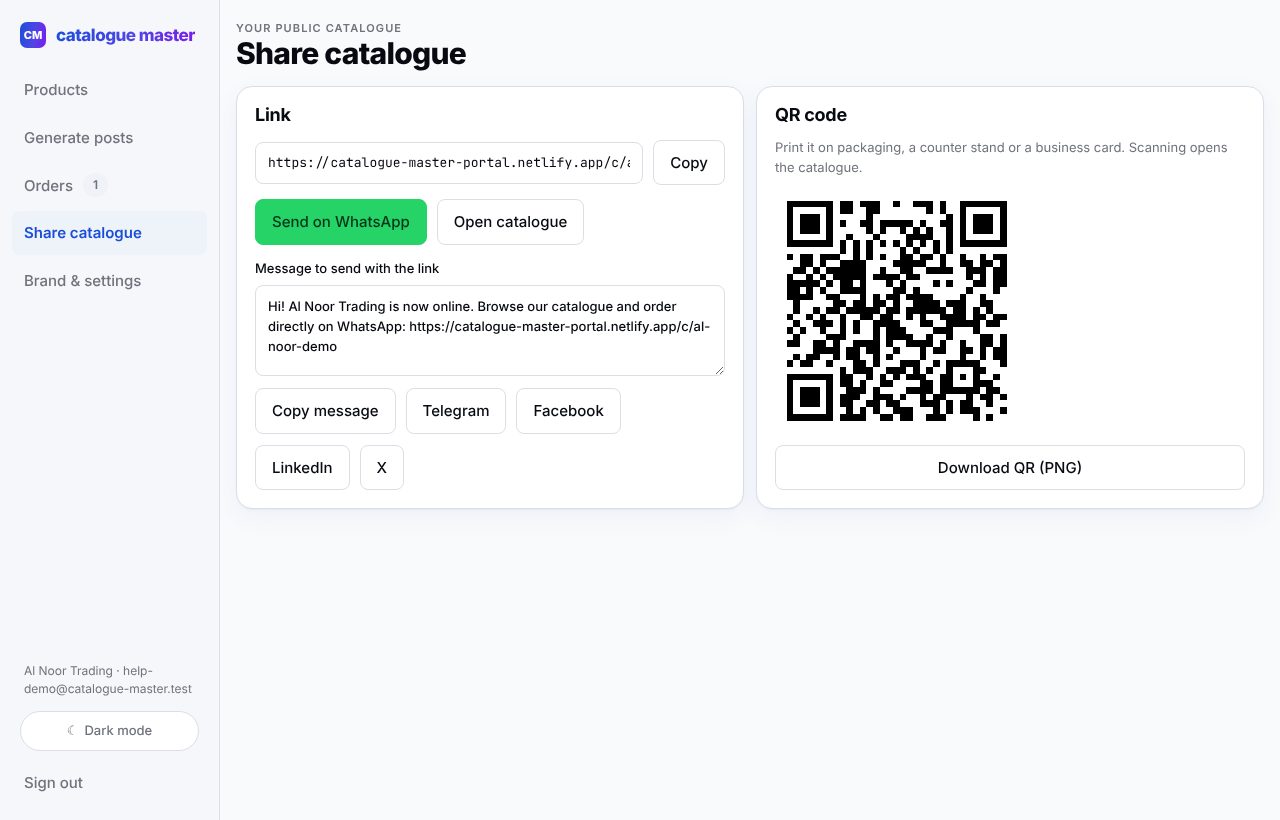 Share page with link, message and QR code